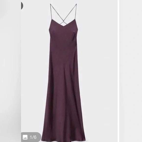 Zara Slip Dress Satin Maxi Open Back Size S - Picture 5 of 12